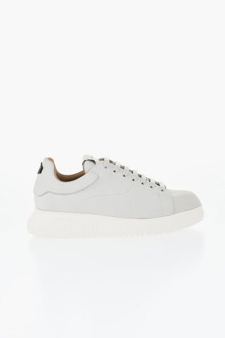 EMPORIO Sneakers Allacciate in Nappa con Suola in Gomma