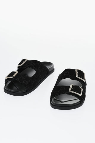 Slides in Suede Goffrato Motivo Monogram