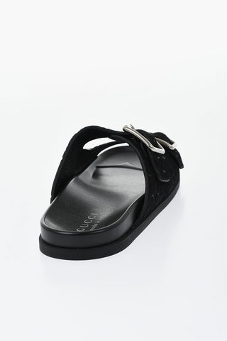Slides in Suede Goffrato Motivo Monogram