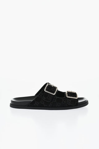 Slides in Suede Goffrato Motivo Monogram