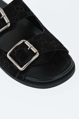 Slides in Suede Goffrato Motivo Monogram