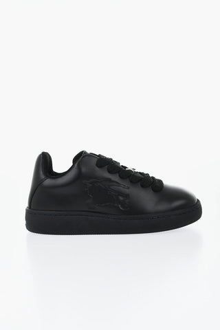 Low Leather Sneakers with Embossed Logo