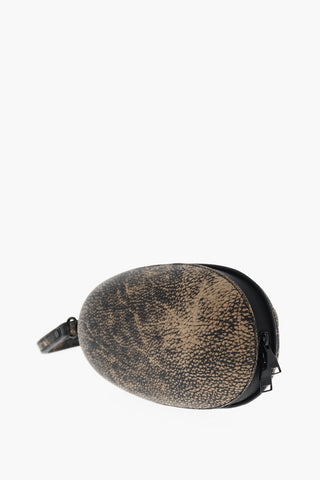Leather Clutch with Oval Design and Embossed Monogram