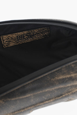 Leather Clutch with Oval Design and Embossed Monogram
