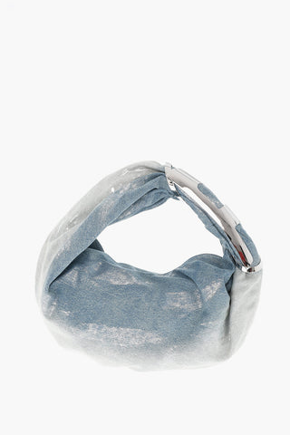 Metallic-Denim Hobo-Tasche GRAB-D mit Metall-Monogramm