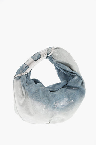 Metallic-Denim Hobo-Tasche GRAB-D mit Metall-Monogramm