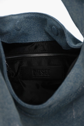Metallic-Denim Hobo-Tasche GRAB-D mit Metall-Monogramm