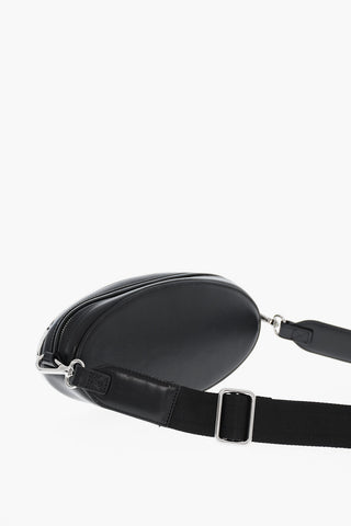 Leather Shoulder Bag With Oval-D Metal Monogram