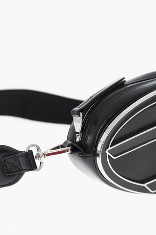 Leather Shoulder Bag With Oval-D Metal Monogram