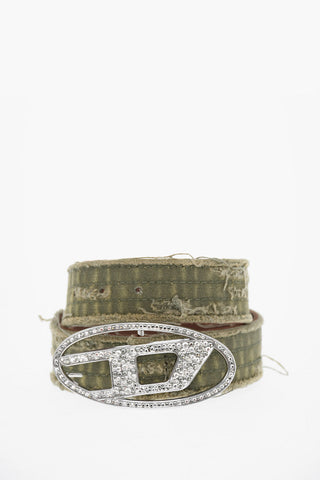 Gürtel mit Camouflage-Muster und 40 mm Strass-Schnalle