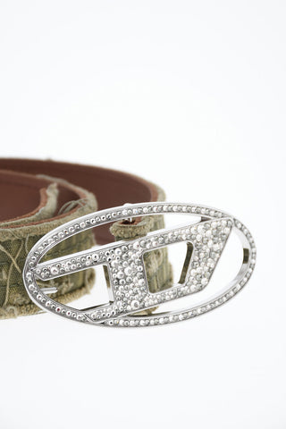 Gürtel mit Camouflage-Muster und 40 mm Strass-Schnalle