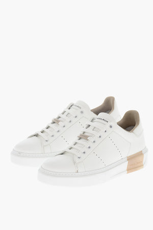 Sneakers Basse in Pelle con Dettaglio Logo a Contrasto