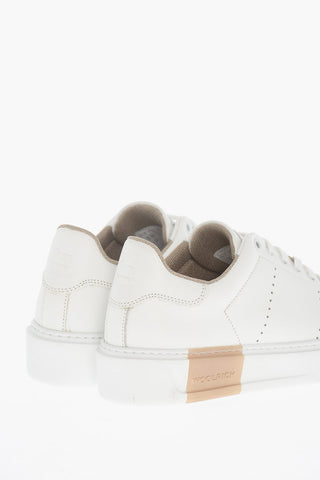 Low-Top Leather Sneakers with Contrasting Logo Detail