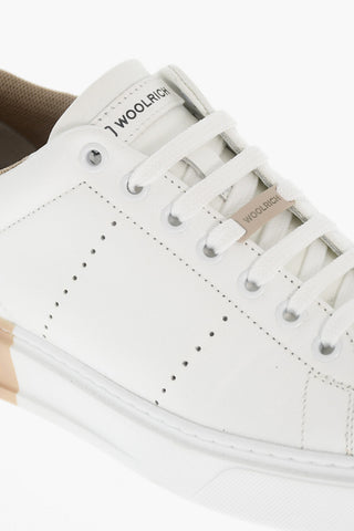Low-Top Leather Sneakers with Contrasting Logo Detail
