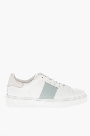 Sneakers Basse in Pelle con Dettaglio a Contrasto