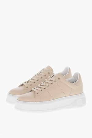 Sneakers Basse in Pelle con Suola 5cm