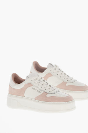 Sneakers Basse in Pelle Martellata con Dettagli in Suede