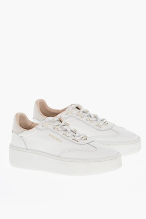 Solid-Color Leather Low-Top Sneakers