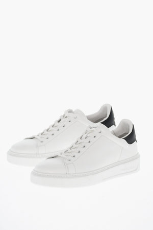 Sneakers Basse in Pelle con Dettaglio a Contrasto e Logo in Rilievo