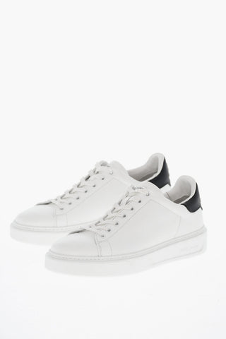 Leather Low-Top Sneakers With Contrasting Detail And Embossed Logo