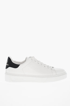 Sneakers Basse in Pelle con Dettaglio a Contrasto e Logo in Rilievo