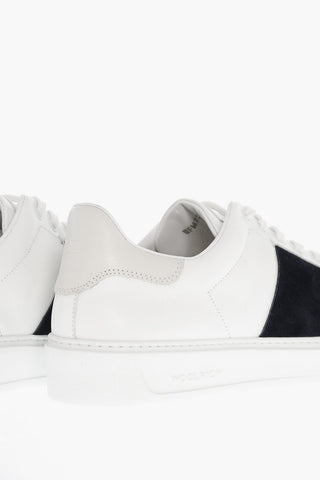 Sneakers Basse in Pelle a Tinta Unita con Dettaglio in Velour a Contrasto