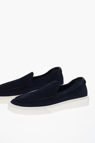 Boots-Mokassins aus Veloursleder mit kontrastierender Sohle