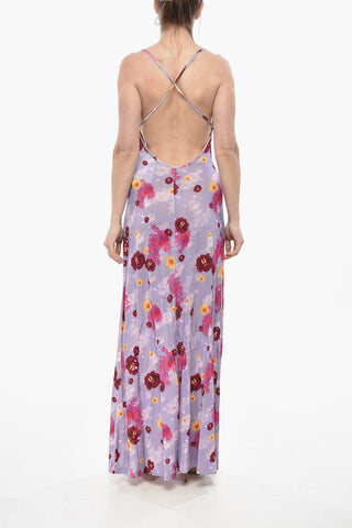 Slip Dress With Criss Cross Straps And Floral Print