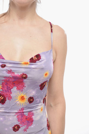 Slip Dress With Criss Cross Straps And Floral Print