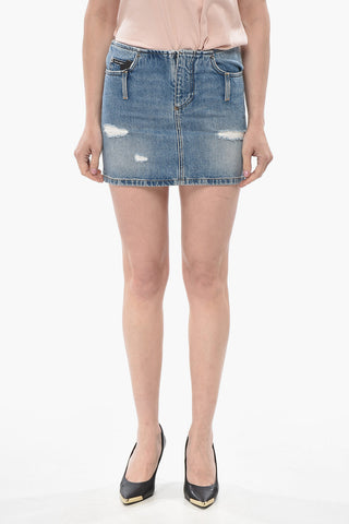 Minirock Aus Denim Mit Used-Details