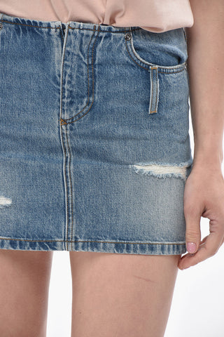 Minirock Aus Denim Mit Used-Details