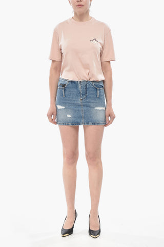 Minirock Aus Denim Mit Used-Details