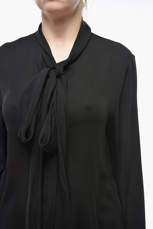 Seidenchiffon-Bluse mit Bindekragen