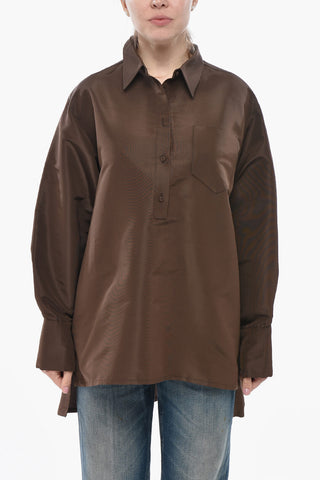 Oversized-Bluse aus Seidenorganza mit Tasche