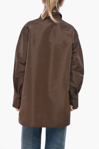 Oversized-Bluse aus Seidenorganza mit Tasche