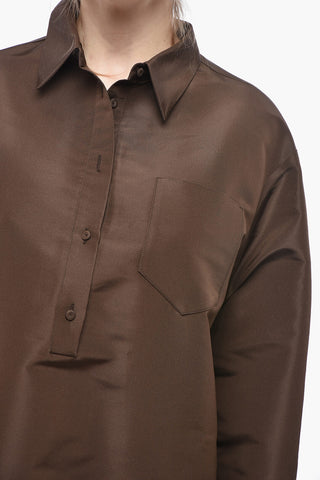 Oversized-Bluse aus Seidenorganza mit Tasche