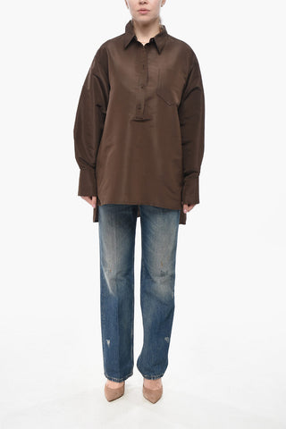 Oversized-Bluse aus Seidenorganza mit Tasche