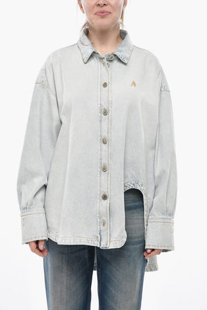 Light Wash Denim Shirt With Asymmetric Design