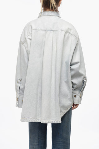 Light Wash Denim Shirt With Asymmetric Design