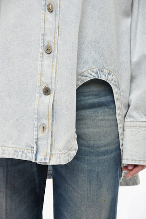 Light Wash Denim Shirt With Asymmetric Design