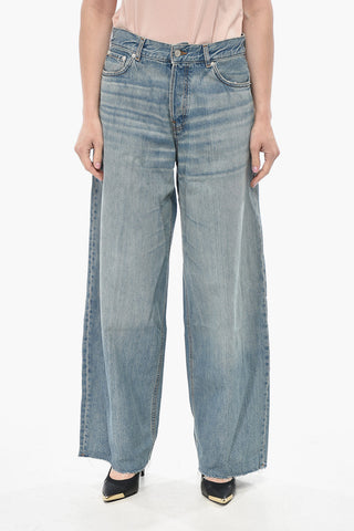 Wide-Leg Jeans With Raw Hem