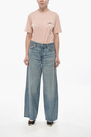 Jeans Wide Leg con Fondo a Taglio Vivo