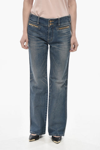 Jeans a Gamba Dritta con Dettaglio Catena 22cm