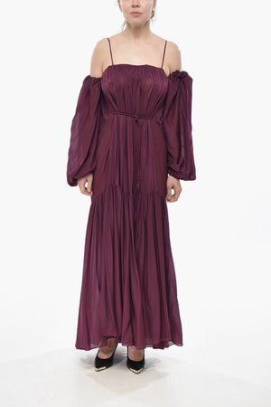 Volantkleid aus Chiffon mit Ballonärmeln