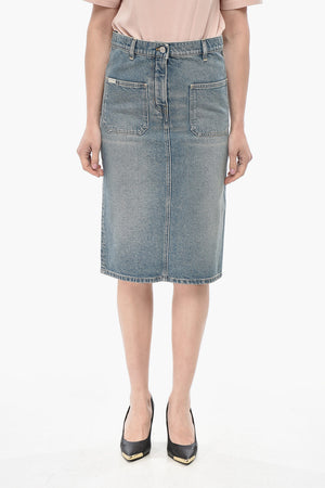 Longuette in Denim con Spacco Posteriore