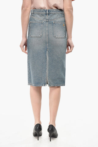 Longuette in Denim con Spacco Posteriore