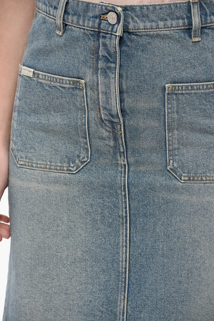 Longuette in Denim con Spacco Posteriore