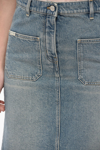 Longuette in Denim con Spacco Posteriore