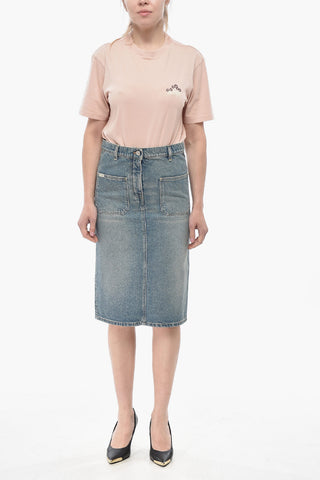 Longuette in Denim con Spacco Posteriore
