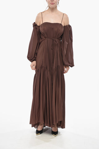 Chiffon Ruffled Dress with Puff Sleeves